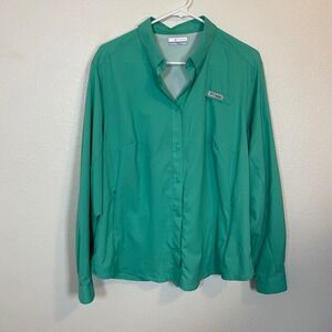 Columbia Women's 1X PFG Long Sleeve Sun Protection Shirt Breathable Aqua Teal